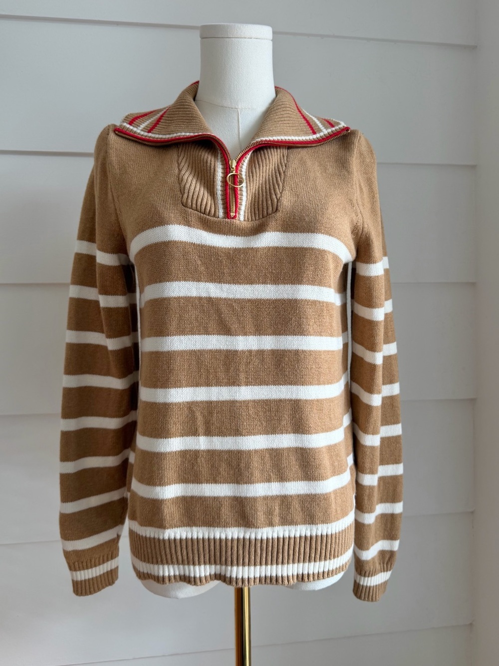 J. Crew Quarter Zip Striped Sweater XS